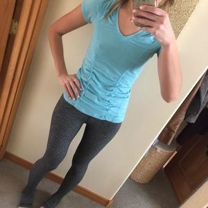 Zella Light Blue Ruched Workout Tee